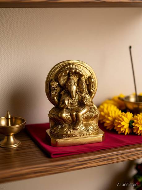 tskutty Hayagiriva / Lakshmi Hayagriva POLYMARBLE IDOL 10 CM HEIGHT GOLDEN COLOR IDOL Decorative Showpiece  -  10 cm