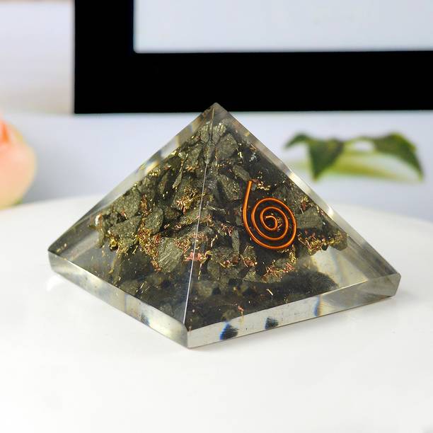 REIKI CRYSTAL PRODUCTS Pyrite Pyramid Orgone Pyramid Natural Crystal Pyramid 40-50 mm EMF Protection Orgonite Pyramid Reiki Healing Stone Pyramid For Vastu Correction And Increase Energy Decorative Showpiece  -  5 cm