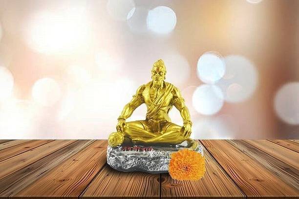 Crafts For You Crafts For Golden Yogi Hanuman ji Decorative Showpiece Decorative Showpiece  -  11 cm