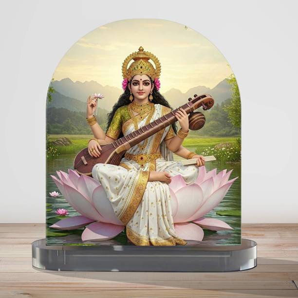 Inori Saraswati mata ji car dashboard Decorative Showpiece  -  10 cm