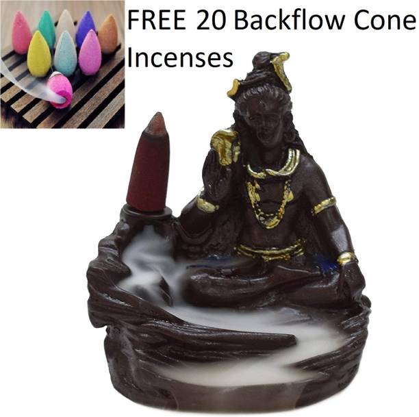 reeldot Lord Shiva Idol Smoke Statue, Bholenath With 20 Free Smoke Backflow Scented Cone डेकोरेटिव शोपीस  -  12 cm