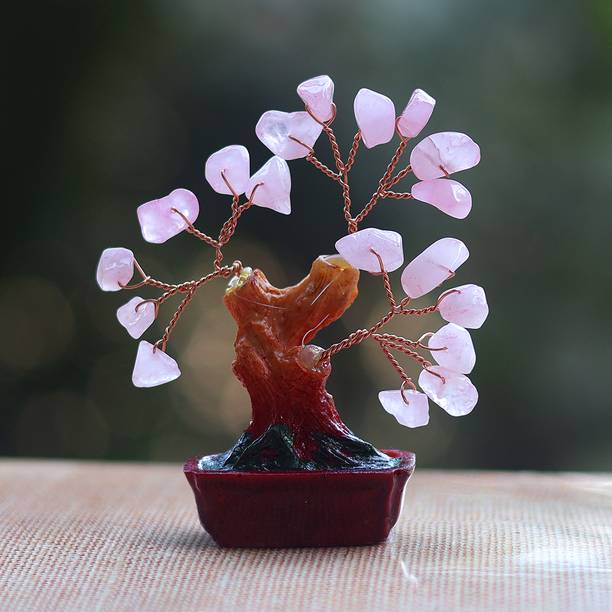 REIKI CRYSTAL PRODUCTS Rose Quartz Crystal Tree Good Luck and Positive Energy Fengshui for Living Room Decorative Showpiece  -  6 cm
