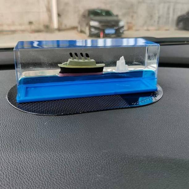 LAVITRA Car Interior Dashboard Decoration Floating Water Cruiser Ship Iceberg Blue Ship डेकोरेटिव शोपीस  -  5.2 cm
