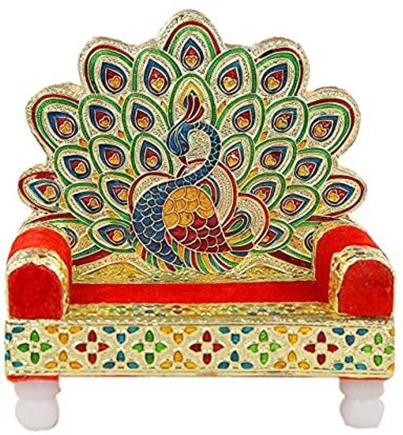 nagaana Wooden Laddu Gopal Meenakari Singhasan Laddu Gopal Singhasan (13 x 9 x 14 cm) Decorative Showpiece  -  14 cm