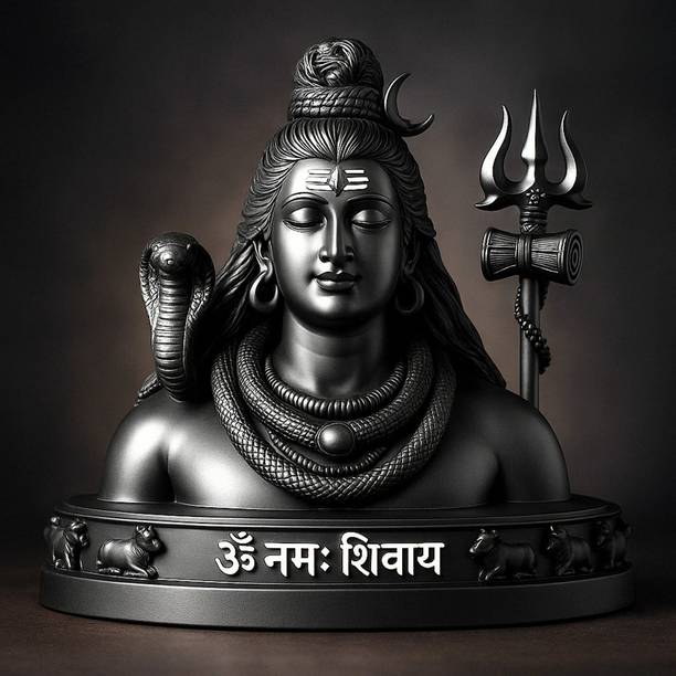 Jyotshika Adiyogi Lord Shiva Bust Decorative Statue for Home, Office & Temple Decor Decorative Showpiece  -  14 cm