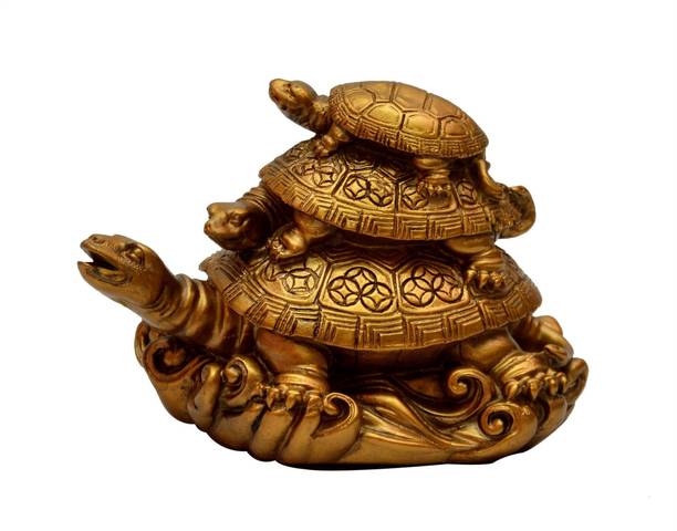 Feng Shui Art Vastu / Three Tiered Tortoises for Health, Wealth and Happyness Decorative Showpiece  -  8 cm