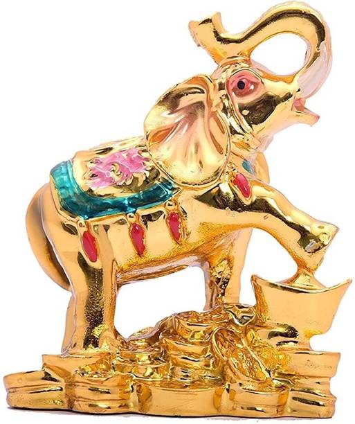 REWASHREE CRAFT WORLD Reiki Crystal Polyresin Elephant Showpiece Home Decor Item Fengshui for Prosperity, Good Luck, Evil Eye Protection for Home, Office, Gift Decorative Showpiece  -  8 cm