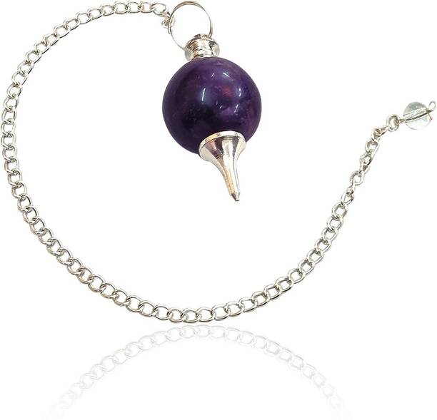REIKI CRYSTAL PRODUCTS Natural Crystal Amethyst Dowser Crystal Dowser Stone Pendulum Ball Dowser Crystal Pendulum Reiki Healing Dowser Healing Pendulum For Healing and Dowsing Decorative Showpiece  -  25 cm