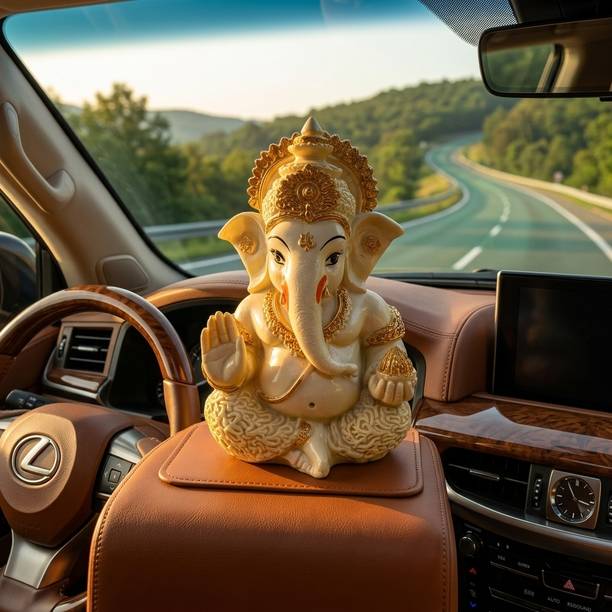 Astro Upaay (AU) Ganesh Dashboard Showpiece Decorative Polyresin Idol Decorative Showpiece  -  5 cm