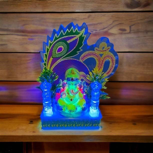 Awesome Craft Lord Ganesh Bhagwan Ganpati Pratima Ganesh Idol With Light Home Decor Gift Decorative Showpiece  -  18 cm