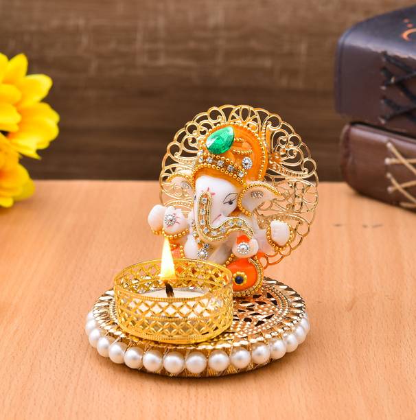 UniqueArt Lord Ganesha Idol Figurine Showpiece Hindu Polyresin Car Dashboard Decorative Showpiece  -  8.75 cm