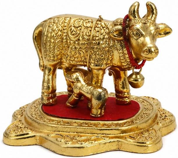 SANIDHAY HOMES Premium Cow and Calf Idol (Kamdhenu) Decorative Showpiece  -  5 cm