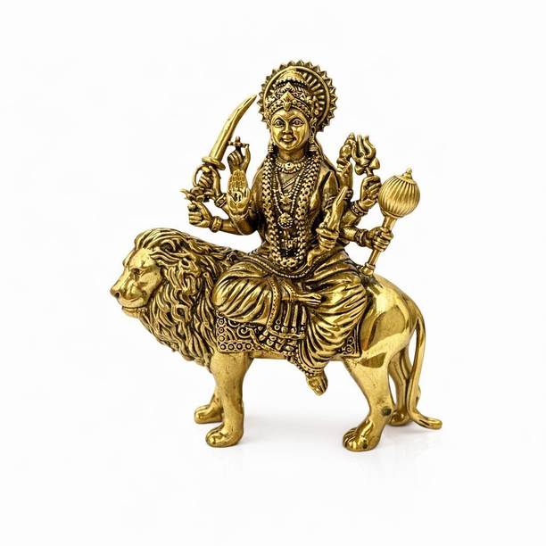 Treemaison Coronating Homes Vastu Brass Durga MATA Ji Statue |Size-10cm Approx|MATA Ji Idol for Pooja Decorative Showpiece  -  10 cm