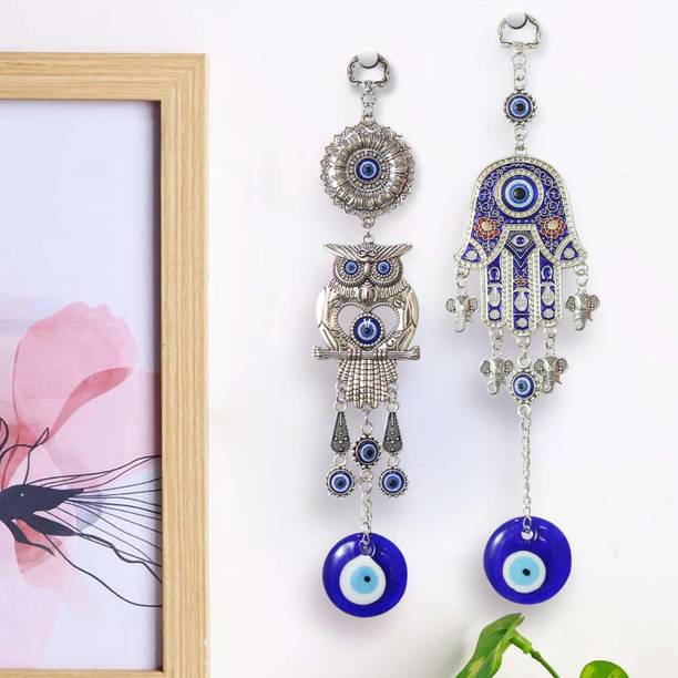 TIED RIBBONS Car Hanging Evil Eye For Good Luck Charm and Prosperity | Wall Hanging Evil Eye Decorative Showpiece  -  25.4 cm