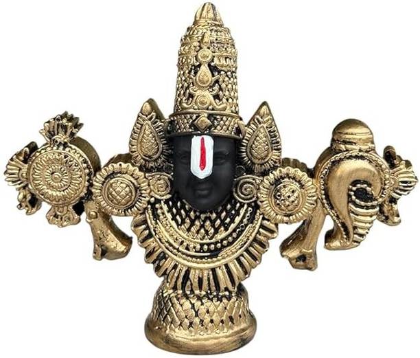 SainathSell Balaji Resin Idol for Home Temple and Gift, Antique Gold, Small Size Decorative Showpiece  -  9 cm