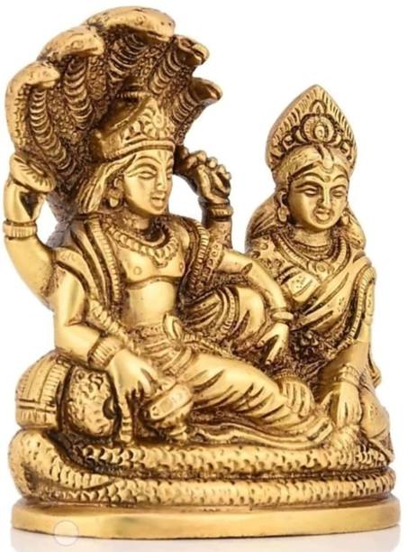 DARIDRA BHANJAN Vishnu Laxmi Ji Murti, laxmi vishnu idol,Lakshmi Vishnu Ji Idol Gold Decorative Showpiece  -  12 cm