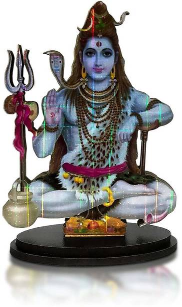 Adhvik Mdf Cutout Shiv/Mahadev/Bholebaba/Mahakal 2d Wooden Sticker Statue God Stand Decorative Showpiece  -  10 cm