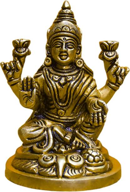 SHANTI Brass Laxmi Idol for Home puja Lakshmi murti for Gift Home décor Decorative Showpiece  -  10.5 cm