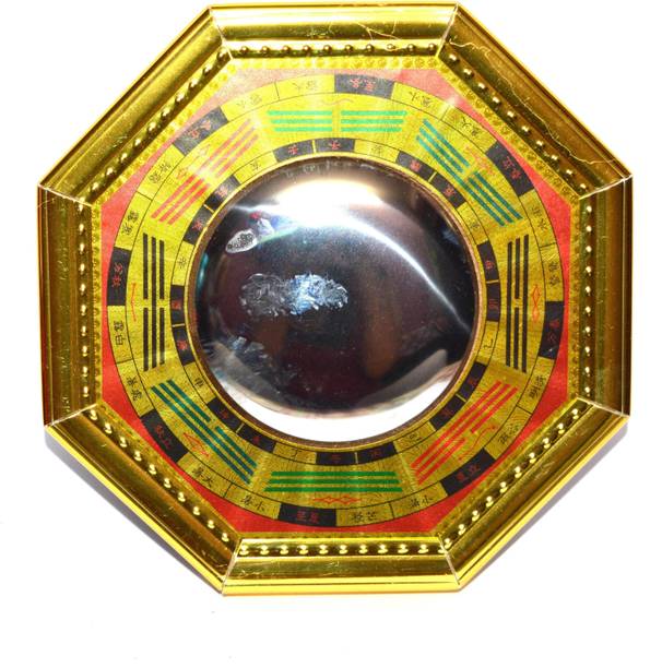NISHKAM 5" Feng Shui Metal Pakua Bagua Mirror For Positive Energy & Reduce Negativity acts as a nazar battu Decorative Showpiece  -  13 cm