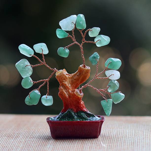 REIKI CRYSTAL PRODUCTS Green Jade Crystal Tree Good Luck and Positive Energy Fengshui for Living Room Decorative Showpiece  -  6 cm