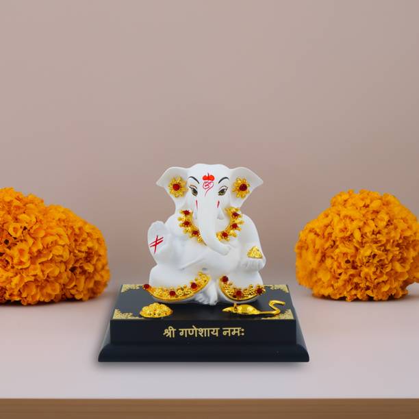 INTERNATIONAL GIFT Resin Ganesha Idol for Home & Spiritual Décor Decorative Showpiece  -  8.89 cm