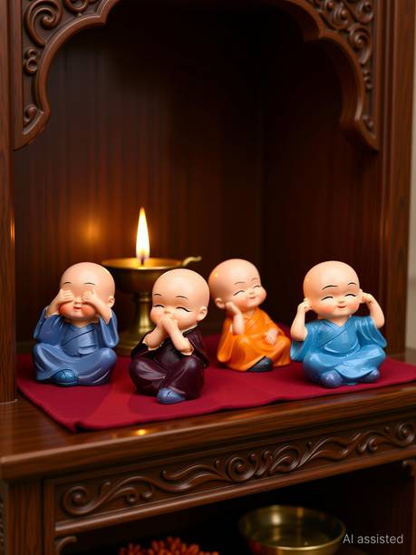 unicorn shoppe Monks Buddha Figurines Decorative Showpiece - 4 cm