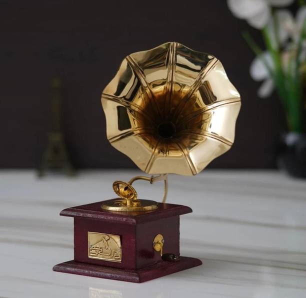 Swarna Brass Vintage Dummy Gramophone – Elegant Home Decoration Item for Unique Showpieces Decorative Showpiece  -  23 cm