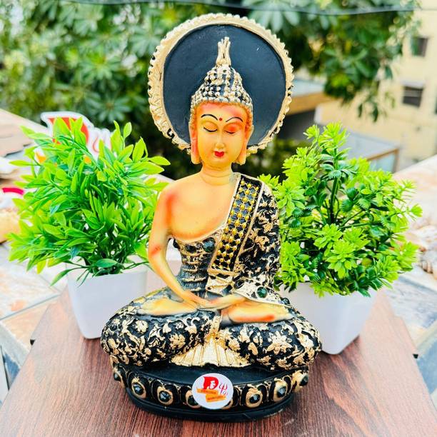 SBBCO PolyResin Meditating Buddha statue Lord Buddha idol Gautam Buddha ki Murti Monk Decorative Showpiece  -  22 cm