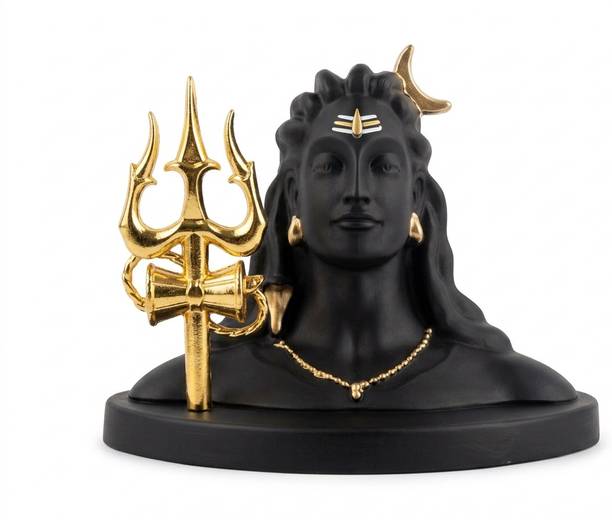Preetulya Adiyogi Shiva Black 100g Decorative Showpiece  -  7.5 cm