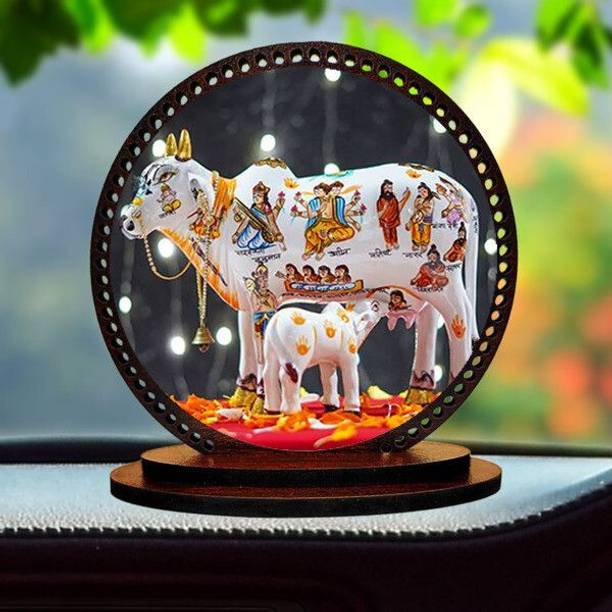 Kunjcrafts Lord Kamdhenu Dashboard idol for Car and Home Decorative Showpiece  -  10 cm