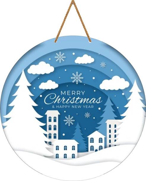JaipurCrafts Premium Merry Christmas Wooden Wall hanging For Christmas Decorations Decorative Showpiece  -  26 cm