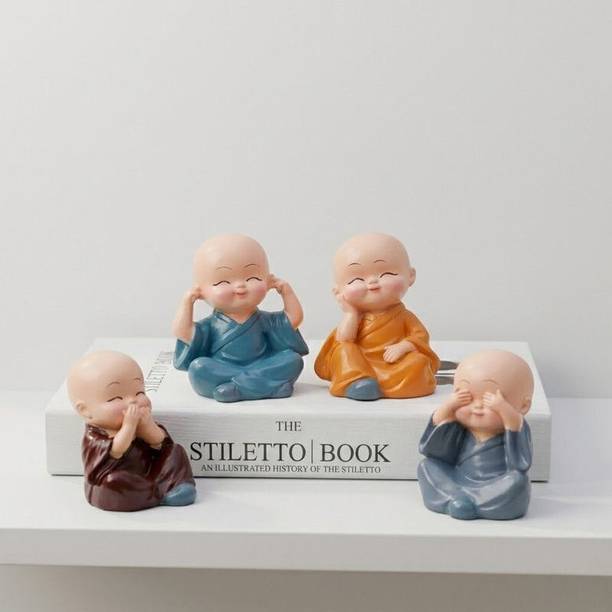 DOOR BIG Cute Mini Buddha Idol Statue For Car Dashboard,Showpiece 4- Living Room Decorative Showpiece  -  2.5 cm