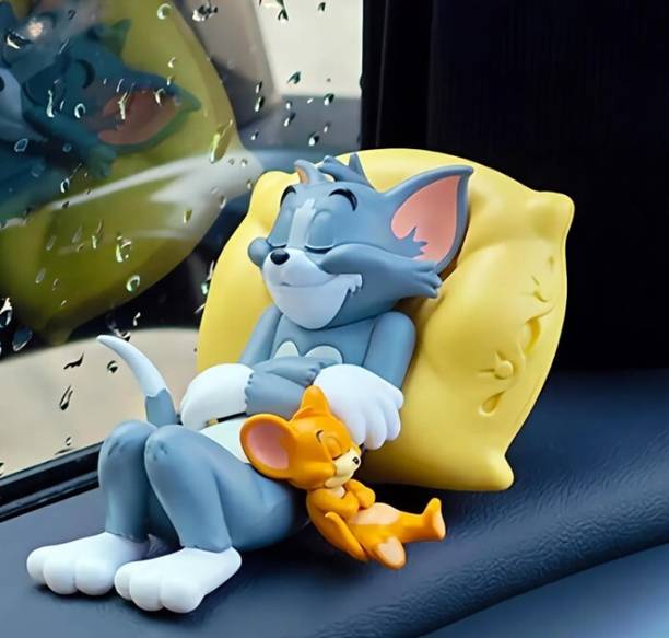 LAVITRA Car Dashboard Tom & Jerry Cute Sleeping Car Interior Accessory डेकोरेटिव शोपीस  -  6 cm