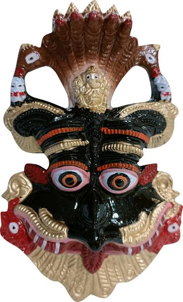 Dev Samagri Kirtimukha with Sheshnaag & Ganesha Wall Hanging, Nazar Battu Surakhsha Kavach Decorative Showpiece  -  15 cm