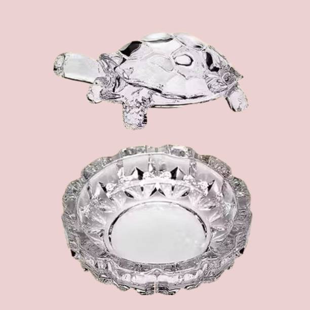HUZUR JI TRADERS Stylish Glass Tortoise Dish for Home Accents Decorative Showpiece  -  10 cm