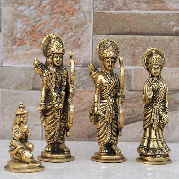 aakrati Brass Ram Darbar of Lord Ram, Maa Sita, Laxman and Lord Hanuman Decorative Showpiece  -  11.5 cm
