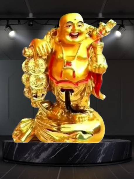 Laughing Buddha Idol Standing for Wealth & Prosperity Home & Office Decor Decorative Showpiece  -  13 cm
