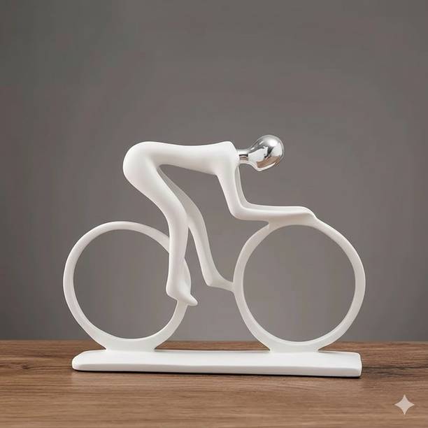 HOUSOPIA Modern Cyclist Sculpture– Minimalist Decorative Figurine for Home & Office Decor Decorative Showpiece  -  18 cm