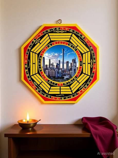 SWISS WONDER Vastu Feng Shui Bagua Mirror Pakua Mirror Decorative Showpiece  -  15.24 cm
