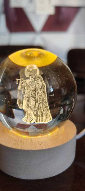 RADHE RADHE RADHA KRISHNA IDOL 3D CRYSTAL BALL LAMP HOME OFFICE GIFTS LOVE DIWALI HOLI Decorative Showpiece  -  5 cm