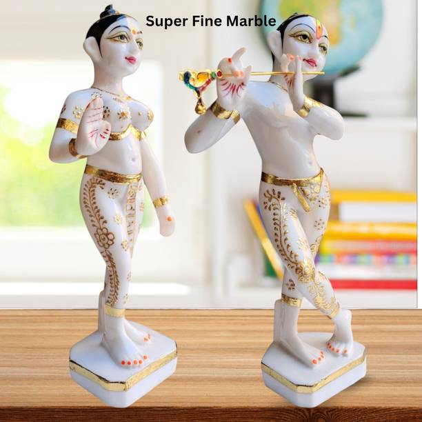 RAHI CREATION Radha Krishna Iscon Statue Marble Dust 10 Inch Decorative Showpiece  -  25 cm