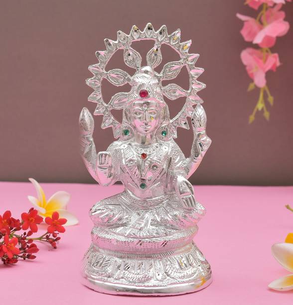 HOUZZPLUS Handicraft Metal Laxmi ji Idol , Maa Laxmi Ji murti for puja mandir Decorative Showpiece  -  18 cm