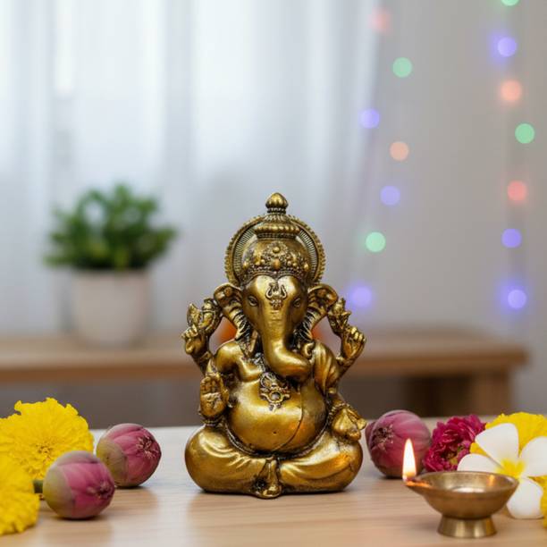 Tavasyya Suvarna Gajanana, Lord Ganesha for Car Dashboard, Home Temple & Office Decorative Showpiece  -  10.2 cm