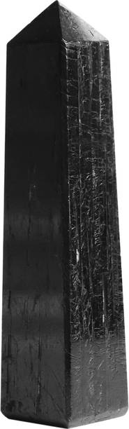 Shubhanjali Black Tourmaline Stone Crystal Tower Obelisk for Vastu Home Décor 100-150 Gm Decorative Showpiece  -  10 cm