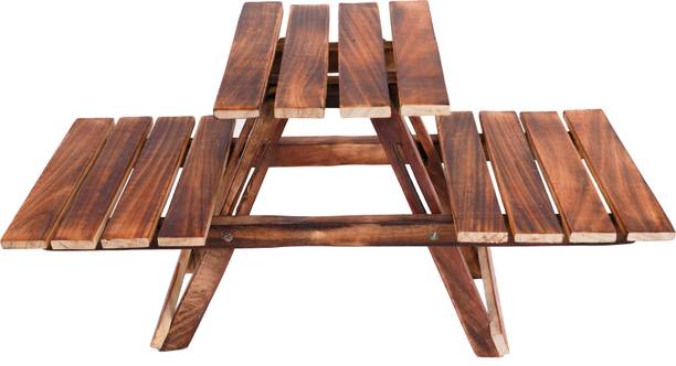 Akshiv Wooden 3 Pot Table Showpeice For Living Room | Home | Desktop Décor| Toy | Gift Solid Wood Corner Table