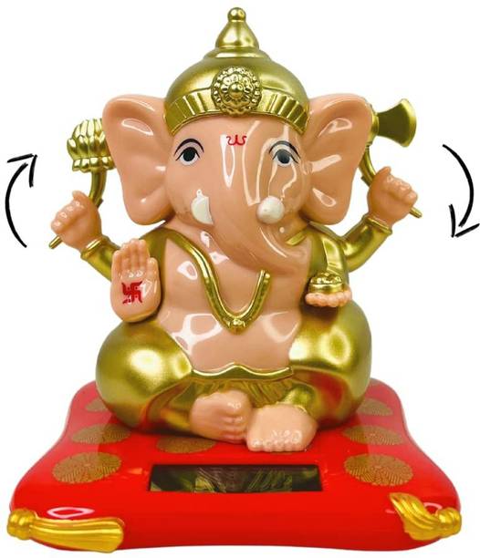GEPRONIX Moving Hands Solar Lord Ganesh Ji Statue for Home Decor , car Dashboard Decorative Showpiece  -  13 cm