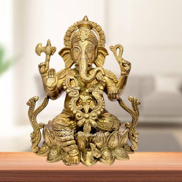 BrassAura God Ganpati Murti for Home Pooja Entrace Decor 5 Kg Decorative Showpiece  -  24 cm