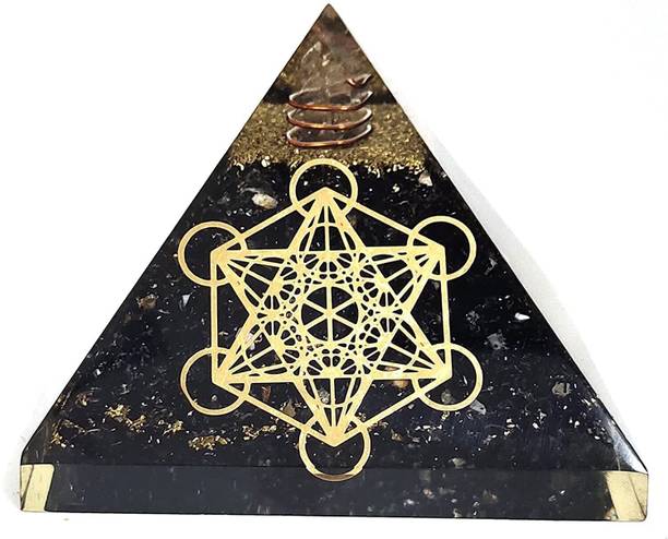 Swasstik Crystal Products Black Tourmaline Orgone Pyramid Decorative Showpiece  -  7 cm