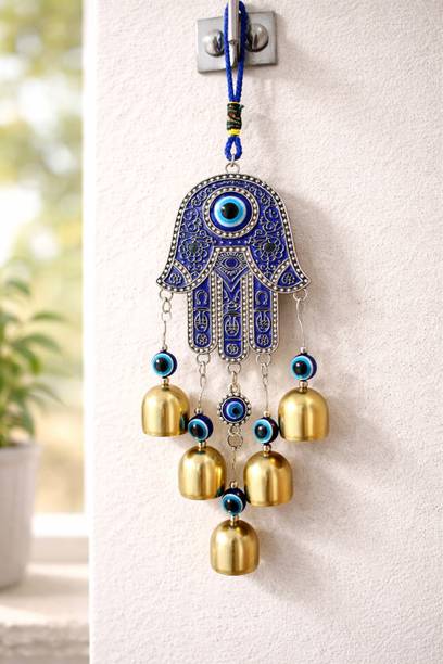 BrajMantra Authentic Evil Eye Hamsa Hand Door Decorative Showpiece - 27 cm
