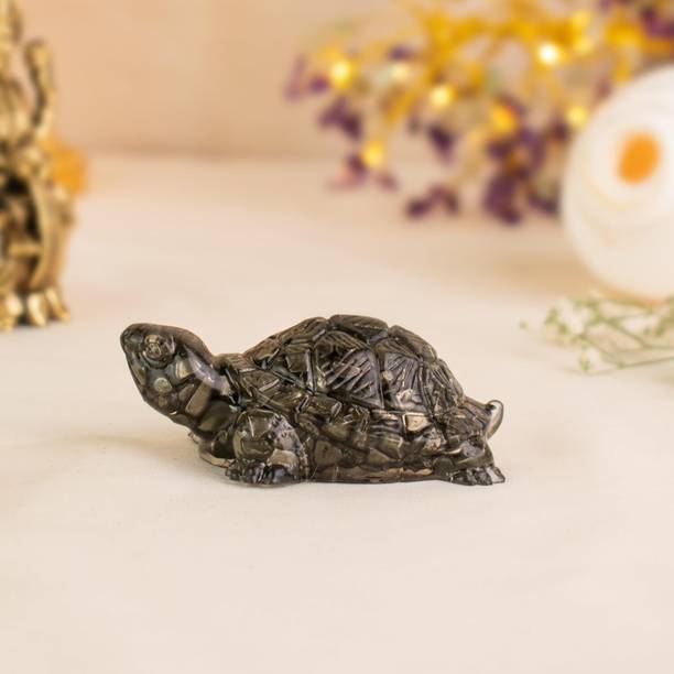 GEMSOULS Pyrite Tortoise Original Certified Decorative Showpiece  -  12 cm